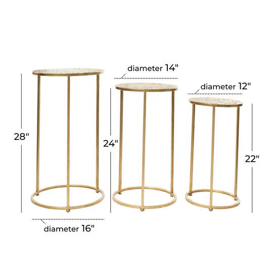Gold Round Metal Glam Accent Table Set